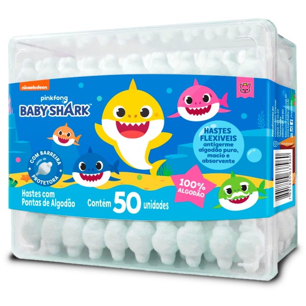 Encontraproduto.com.br - Hastes Flexíveis Divertidas Cremer Baby Shark 50 unidades