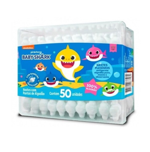 Encontraproduto.com.br - Hastes Flexíveis Divertidas Cremer Baby Shark 50 unidades