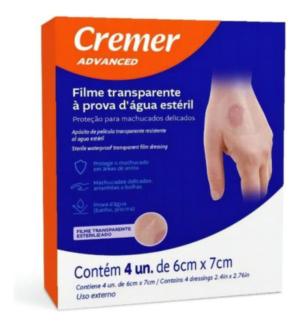 Curativo Cremer Filme Transparente à Prova D água Estéril 4 Unidades