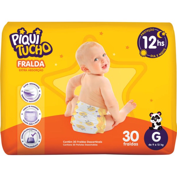 Fralda Descartável Piquitucho Mega G Pacote com 30 unidades