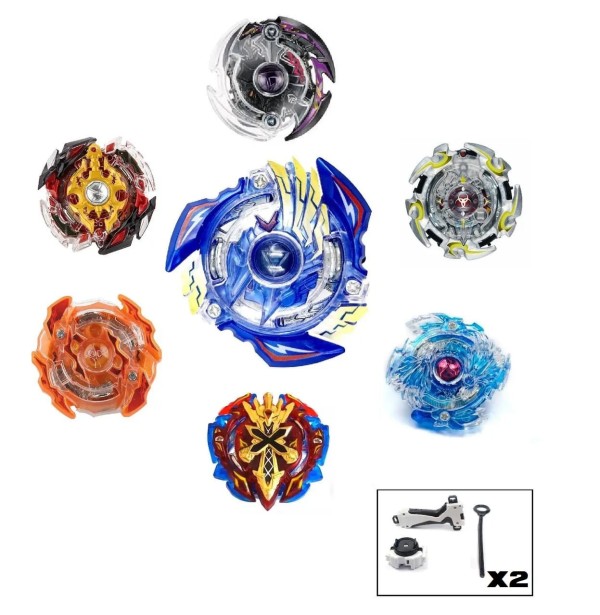 Kit 2 Beyblade Burst Com Lançador Rantaro Daigo Ken Hoji