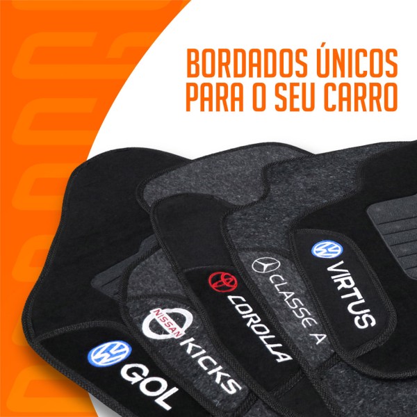Encontraproduto.com.br - Jogo de Tapetes PVC Compatível New Civic 2017 a 2024 Preto Com Logo Bordados Concept 3D 3 Peças