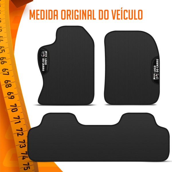 Encontraproduto.com.br - Jogo de Tapetes PVC Compatível New Civic 2017 a 2024 Preto Com Logo Bordados Concept 3D 3 Peças