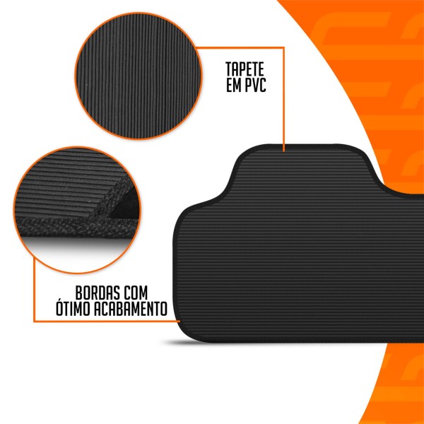 Encontraproduto.com.br - Jogo de Tapetes PVC Compatível New Civic 2017 a 2024 Preto Com Logo Bordados Concept 3D 3 Peças