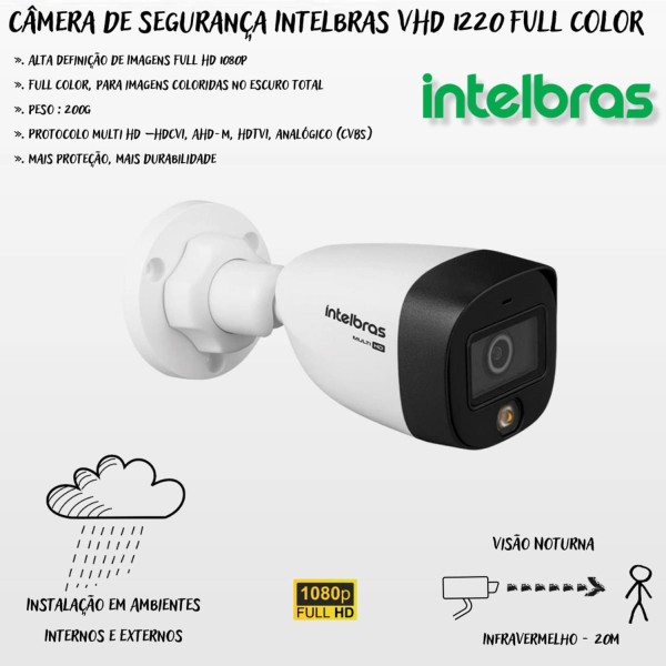 Encontraproduto.com.br - Kit 6 Câmeras Intelbras Cftv 1080p Full Color Colorida Noite C/HD 1TB