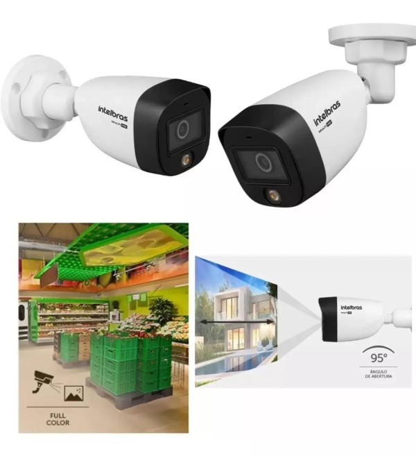 Encontraproduto.com.br - Kit Intelbras 2 cameras  Vhd 1120b Full Color, Dvr 4 Canais C/hd 1tb