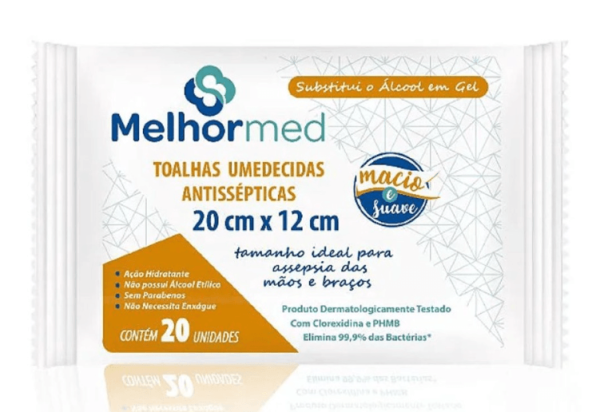 Encontraproduto.com.br - Toalha Umedecida Antissepticas Melhormed com 20 unidades