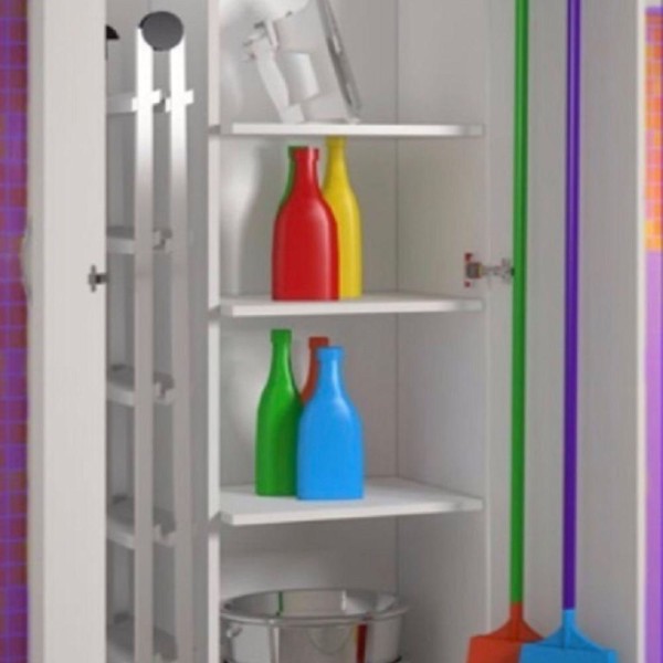 Encontraproduto.com.br - Gabinete Branco 2 Portas 4 Rodinhas área Serviço