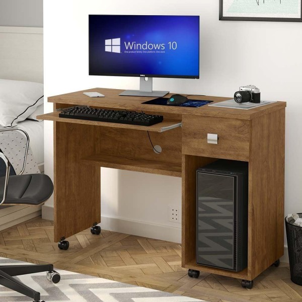 Encontraproduto.com.br - Mesa Para Computador E Estudos Amêndoa Vicenza Office Lukaliam