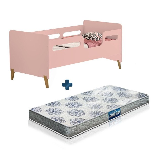 Encontraproduto.com.br - Cama Infantil Rose Cecilia Vj Móveis Com Colchão Probel Guarda Costas