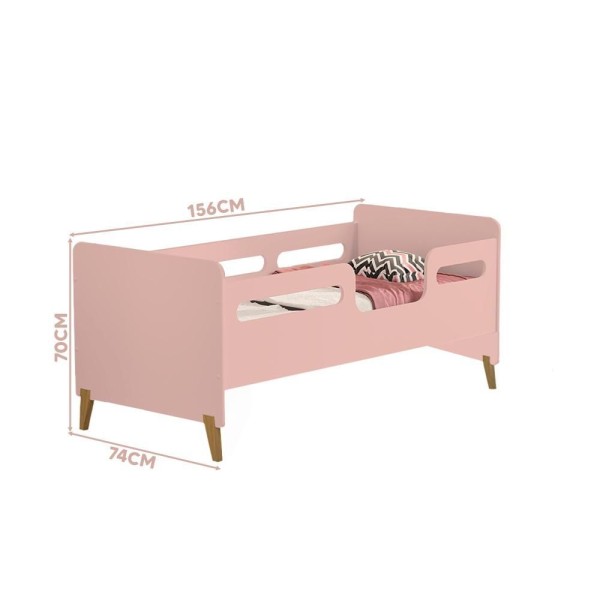 Encontraproduto.com.br - Cama Infantil Rose Cecilia Vj Móveis Com Colchão Probel Guarda Costas