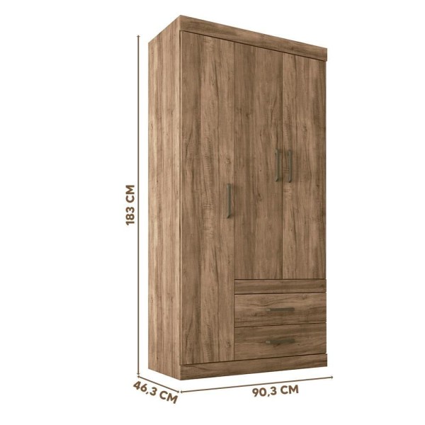 Encontraproduto.com.br - Roupeiro 3 Portas 2 Gavetas Solteiro Atacama Star 3.2 Santos Andirá