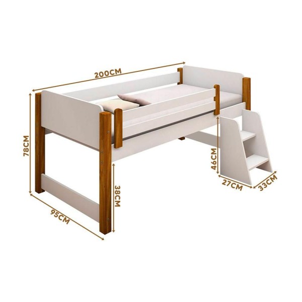 Encontraproduto.com.br - Cama Infantil Solteiro Com Baús Elefante Verde água Filhote Branco Amendoa Naty Com Colchão Gazin