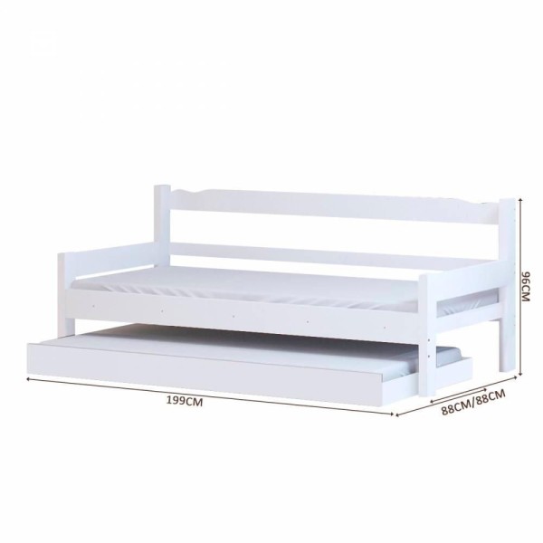 Encontraproduto.com.br - Sofá Cama Com Cama Auxiliar Solteiro Madeira Maciça Esmeralda Nemargi Branco Com 2 Colchões Gazin