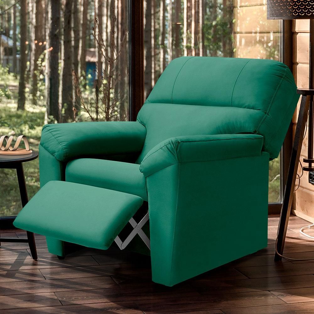 Encontraproduto.com.br - Poltrona Confortável Suede Verde água Lisboa Shop Jm