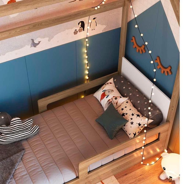 Encontraproduto.com.br - Cama Infantil Casinha Com Colchão Solteiro 2 Gavetas Aveiro Oak Branco Sonho Completa Móveis