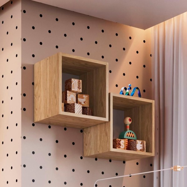 Encontraproduto.com.br - Kit 2 Nichos Para Quarto Infantil 30 X 30 Cm Itapuã Branco Ed Completa Móveis