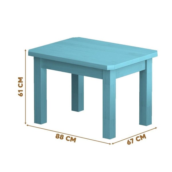 Encontraproduto.com.br - Mesinha Para Criança Infantil Retangular Com 4 Cadeiras Madeira Maciça Azul Nemargi