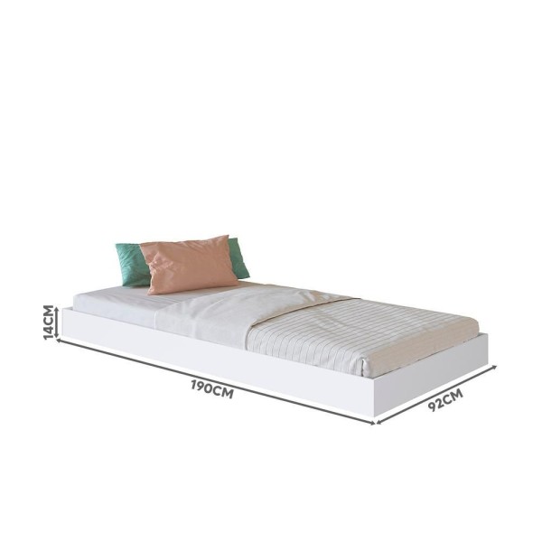 Encontraproduto.com.br - Cama Solteiro Com Auxiliar E Nichos 2 Colchões Branco Sierra Shop Jm