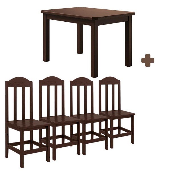 Encontraproduto.com.br - Conjunto Mesa Com 4 Cadeiras Em Madeira Maciça 120cm Castanho Olivia Shop Jm