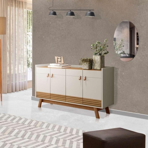 Encontraproduto.com.br - Aparador Buffet Retrô Amêndoa Off White Abruzzo Linea Brasil
