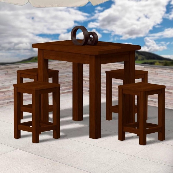 Mesa De Jantar Madeira Maciça 4 Lugares Safira Castanho