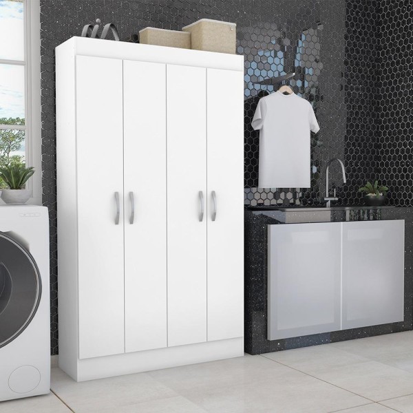Encontraproduto.com.br - Multiuso Para Lavanderia 4 Portas Branco Dublin Jm Móveis
