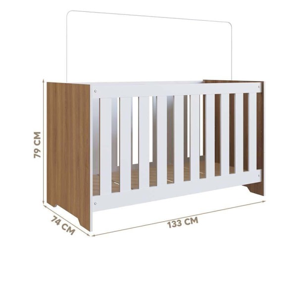 Encontraproduto.com.br - Berço Americano 3 Em 1 Aconchego Com Colchão 60cm X 130cm Nogal Manchester Com Branco Dean