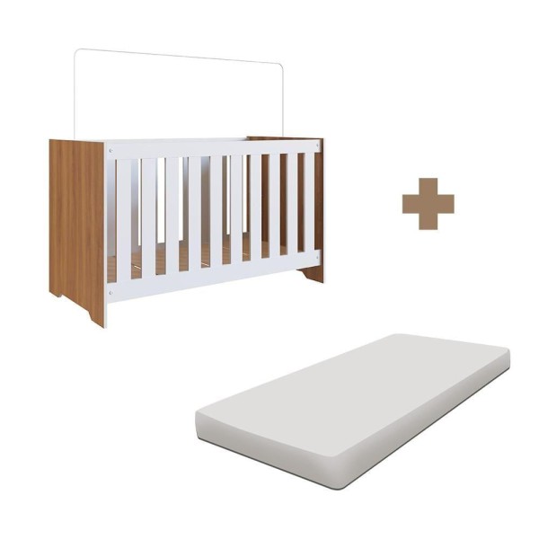 Encontraproduto.com.br - Berço Americano 3 Em 1 Aconchego Com Colchão 60cm X 130cm Nogal Manchester Com Branco Dean