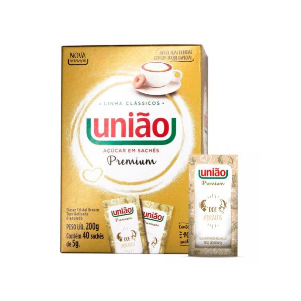 Encontraproduto.com.br - Açúcar Refinado União Premium Contém 40 Sachês De 5g
