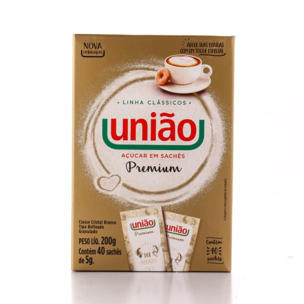Encontraproduto.com.br - Açúcar Refinado União Premium Contém 40 Sachês De 5g