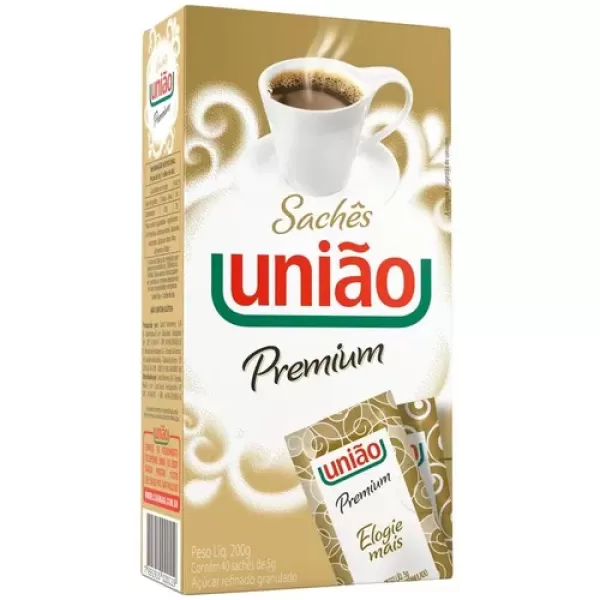 Encontraproduto.com.br - Açúcar Refinado União Premium Contém 40 Sachês De 5g
