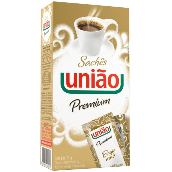 Encontraproduto.com.br - Açúcar Refinado União Premium Contém 40 Sachês De 5g