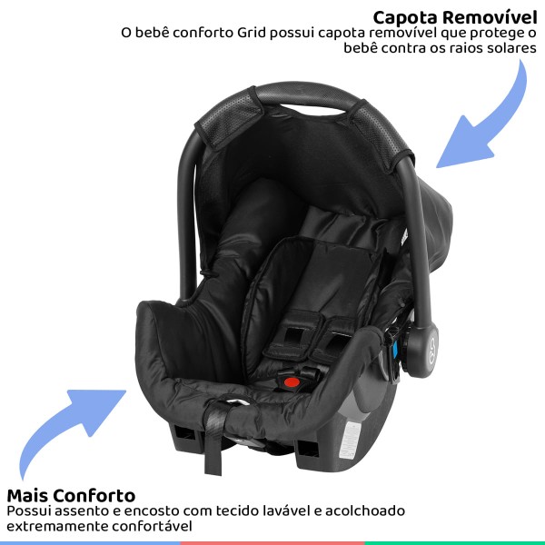 Encontraproduto.com.br - Carrinho Passeio Criança Infantil Galzerano + Bebê Conforto Cadeirinha Carro + Base + Protetor Sol