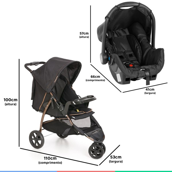 Encontraproduto.com.br - Carrinho Passeio Criança Infantil Galzerano + Bebê Conforto Cadeirinha Carro + Base + Protetor Sol