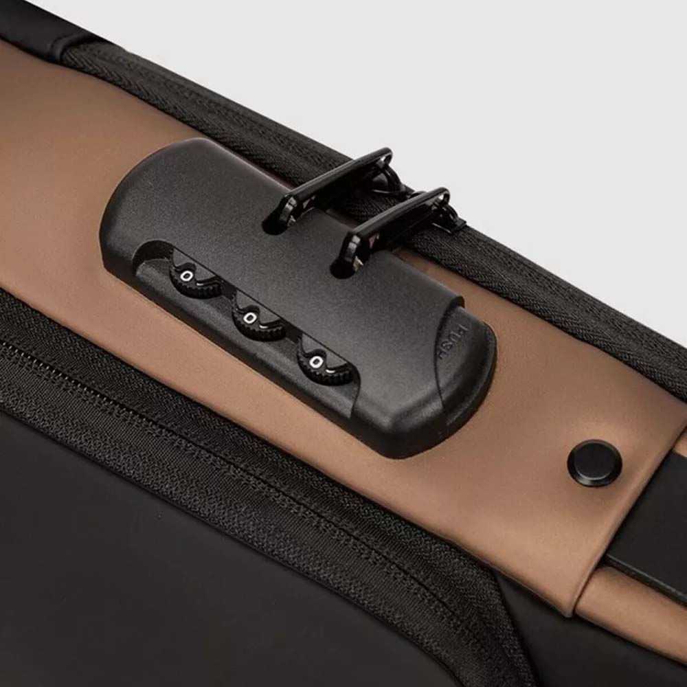Encontraproduto.com.br - MOCHILA ANTI FURTO TRANSVERSAL CADEADO COM SENHA SAIDA CARREGADOR USB RESISTENTE A ÁGUA