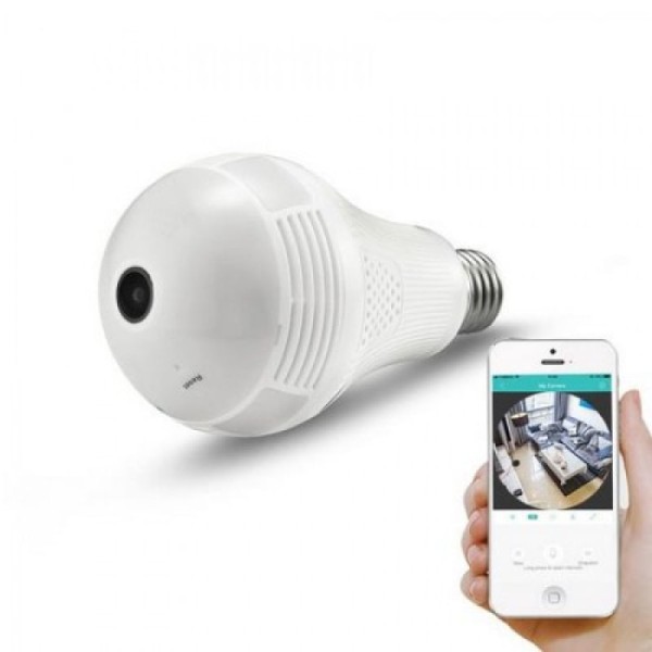 Encontraproduto.com.br - Lâmpada LED com Câmera de Segurança Panorâmica Wi-Fi HD 3W Luz Branco Frio Neutra LeD
