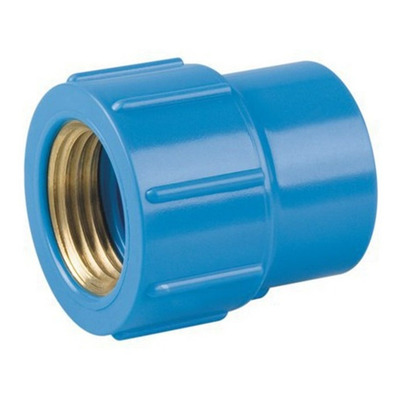 Encontraproduto.com.br - Luva Azul Latao 25mm X 1/2 Soldavel Cola Rosca C/ 5un