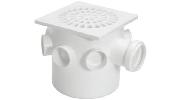 Encontraproduto.com.br - Caixa Sifonada 150x150x50mm Pvc Esgoto Branco Quadrado Amanco