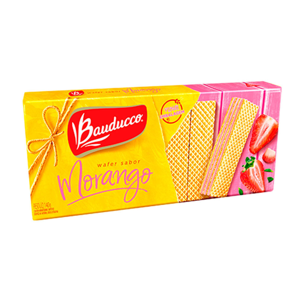 Encontraproduto.com.br - Biscoito Wafer Bauducco Morango Pacote com 140g