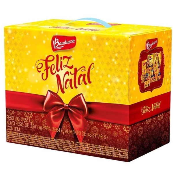 Encontraproduto.com.br - Cesta de Natal Bauducco Grande 2,9Kg com 19 Itens