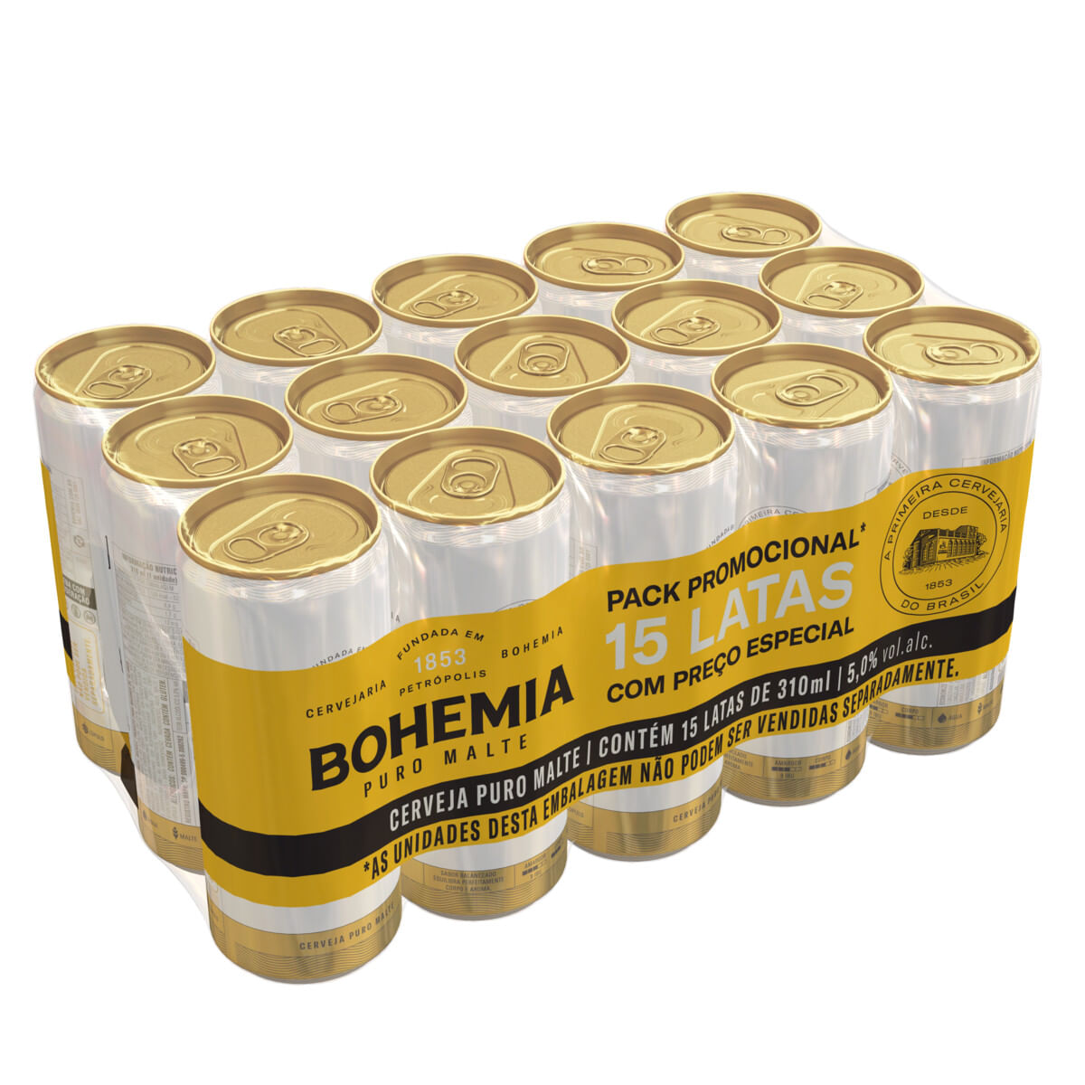 Pack Cerveja Puro Malte Bohemia Lata 15 Unidades 310ml Cada Preço Especial