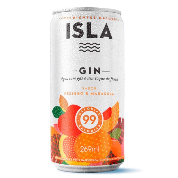 Encontraproduto.com.br - Drink com Gin Isla Hard Seltzer Pêssego e Maracujá Lata 269ml