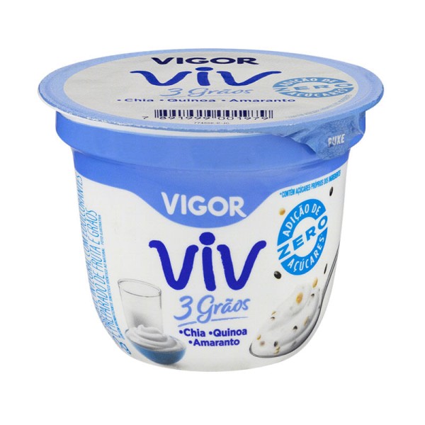 Encontraproduto.com.br - Iogurte Vigor Viv 3 Grãos Integral s/ Adição de Açúcar Tradicional Pote 100g