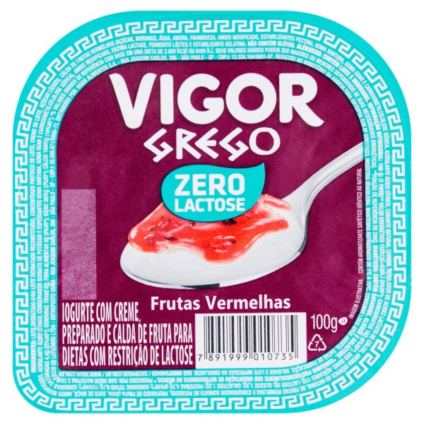 Encontraproduto.com.br - Iogurte De Frutas Vermelhas Zero Lactose Grego Vigor 100 G