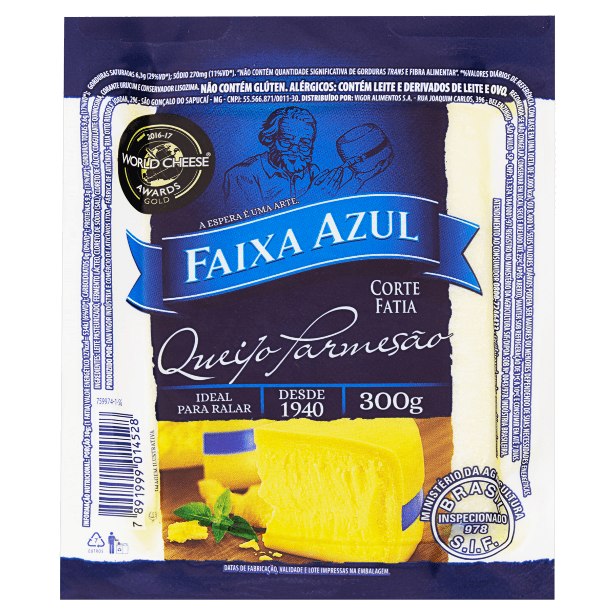 Encontraproduto.com.br - Queijo Parmesão Faixa Azul Pedaço com 300g