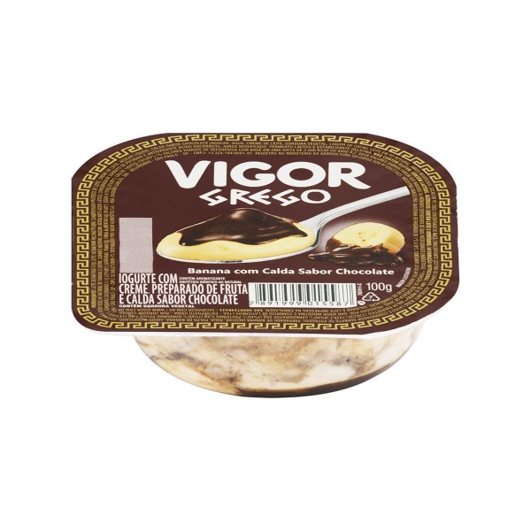 Encontraproduto.com.br - Iogurte Grego Vigor Banana com calda de Chocolate 100g