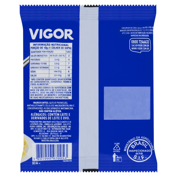 Encontraproduto.com.br - Queijo Parmesão Ralado Vigor Sachê com 50g