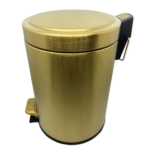 Encontraproduto.com.br - Lixeira Dourada Fosca Em Aço Inox Para Banheiro Com Pedal 5l Fineza