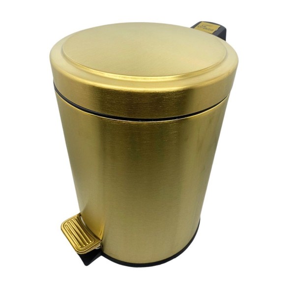 Encontraproduto.com.br - Lixeira Dourada Fosca Em Aço Inox Para Banheiro Com Pedal 5l Fineza